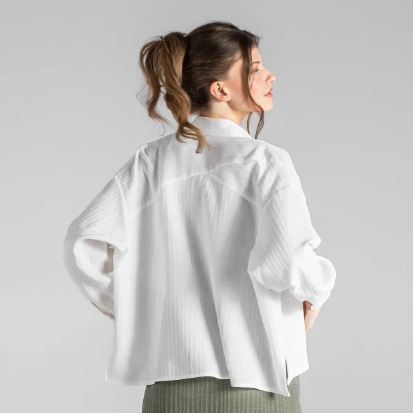 Shop Waargebeurd Verhaal Beline | Seersucker-Blouse Vrouwen Bloezen & Tunieken